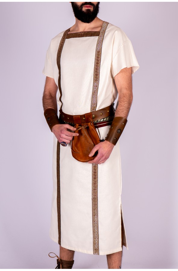 Túnica romana en blanco natural con...