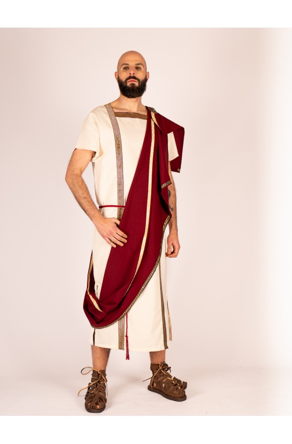 Roman Outfit with Toga and Lion Brooch