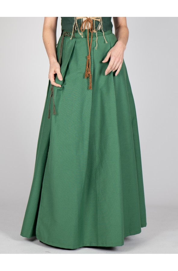 Green Medieval Cotton Skirt with...