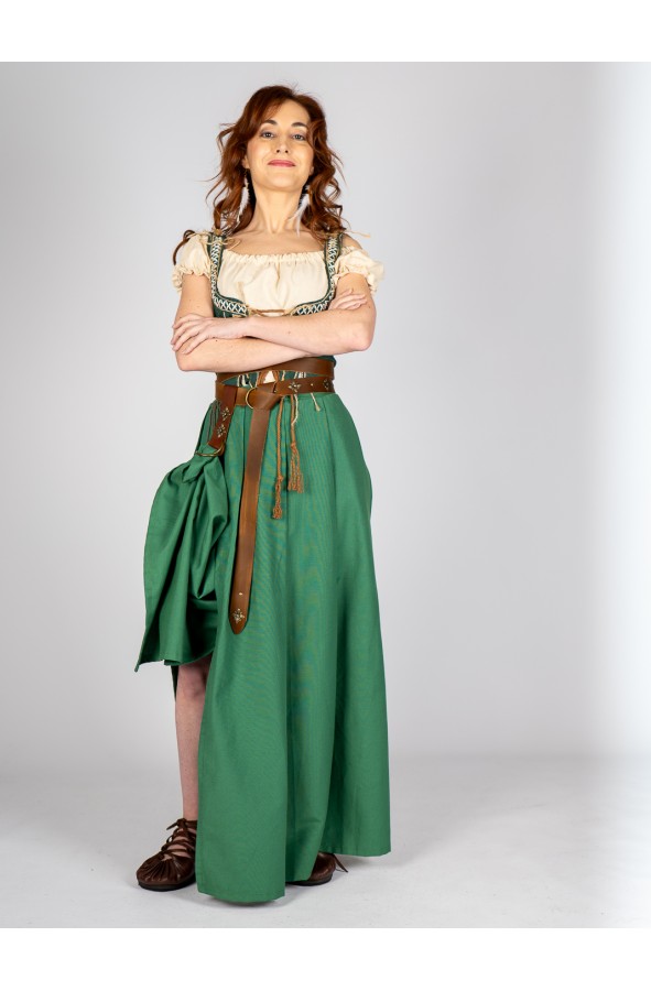 Cinturón medieval de cuero de doble...