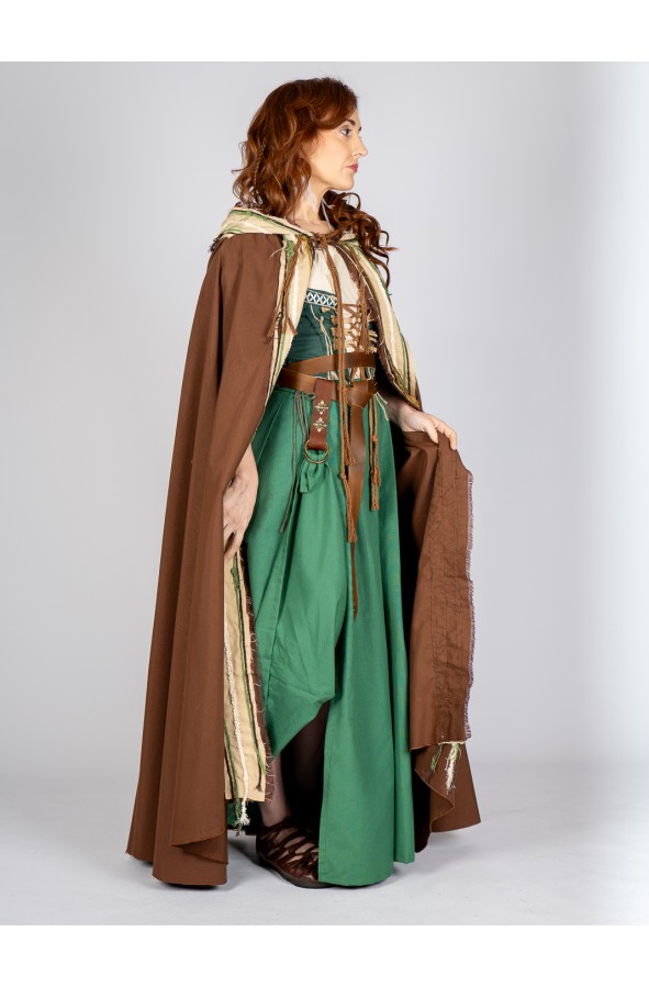 Medieval brown hooded cloak