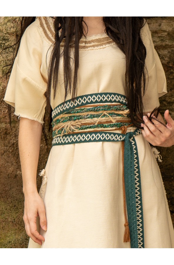 Celtic cream cotton dress with...