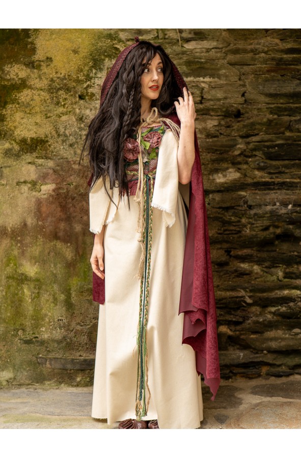 Maroon Celtic hooded cloak