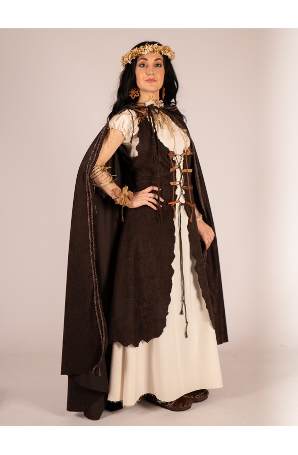 Vestido medieval crudo con cuerdas en...