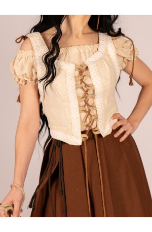 Cream bodice with rustic...