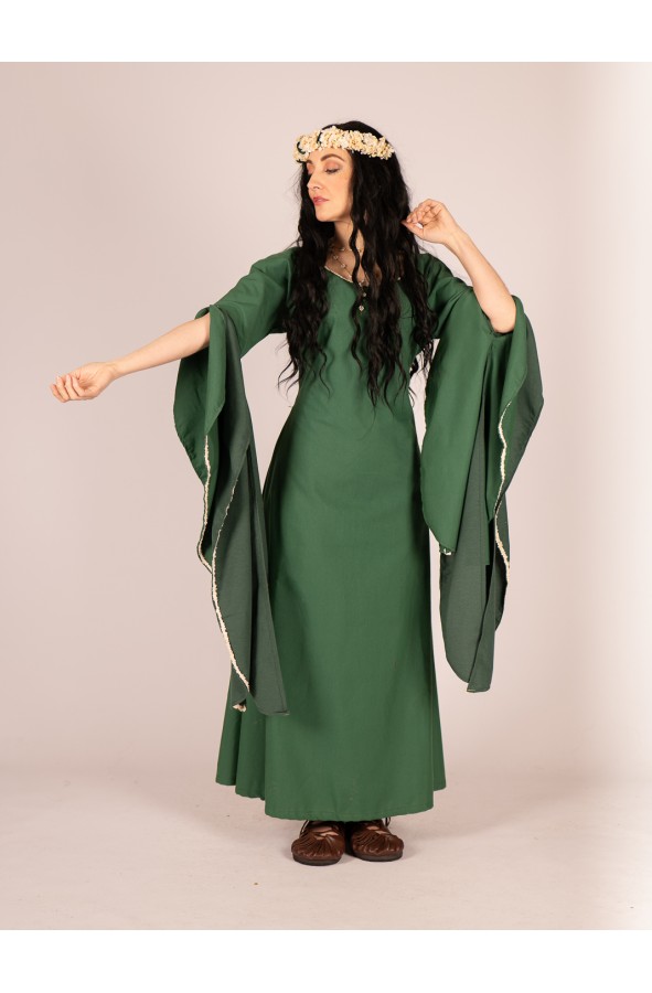 Forest green dress with medieval and...