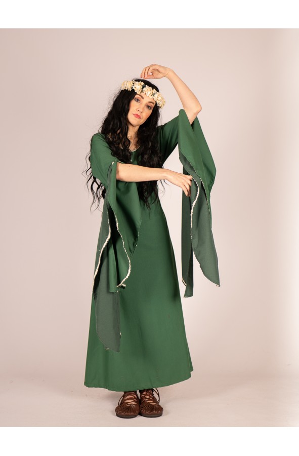 medieval green dress costume Mythrojan Traditional Irish Celtic Dress : Chemise and Over Dress Medieval  Renaissance Costume SCA LARP : Green