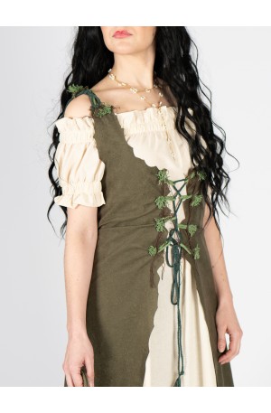 Long olive suede vest with...