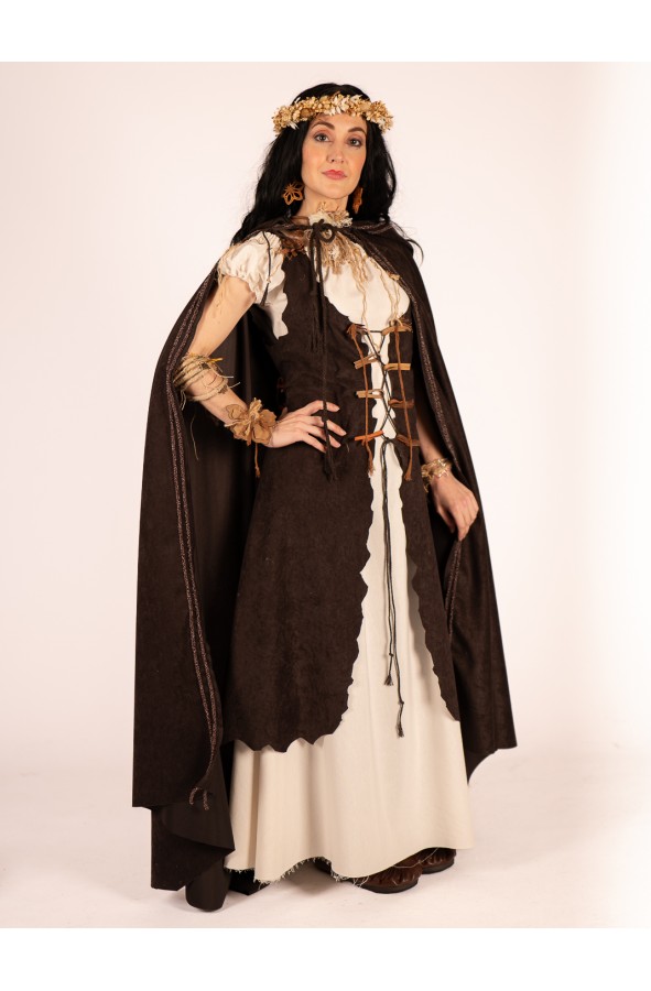 Chaleco largo de antelina marrón con...