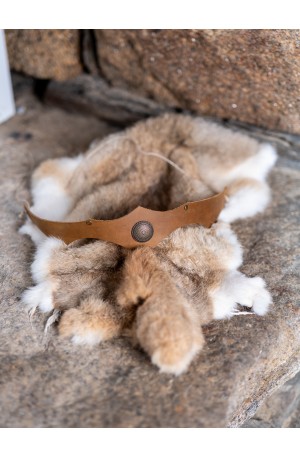 Leather Headband with Fur...
