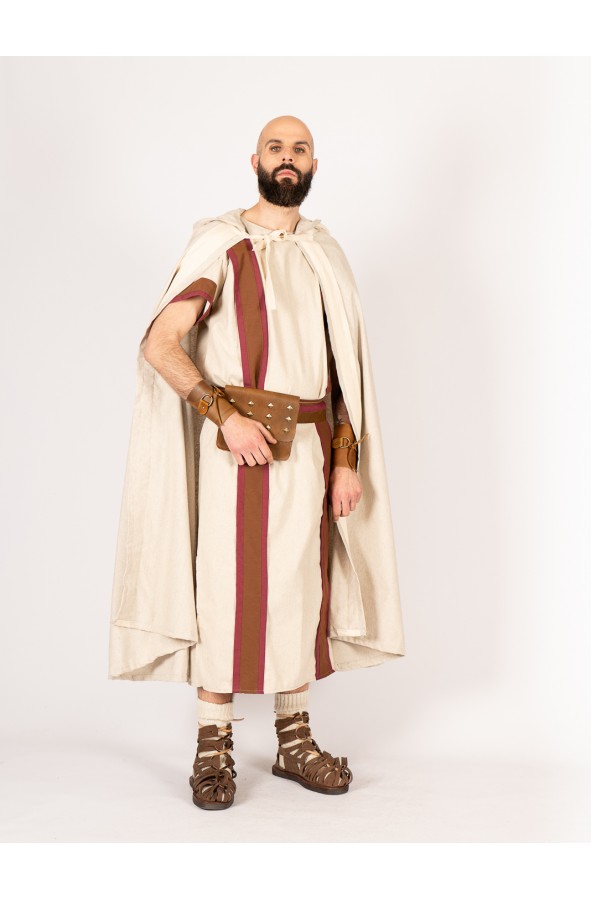 Roman Rustic White Cloak with Hood...
