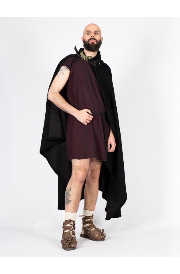 Roman Black Textured Cloak with...