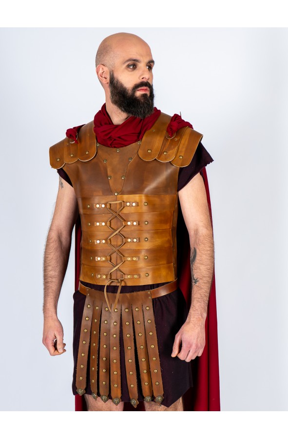 Lorica segmentata Romana piel marrón...