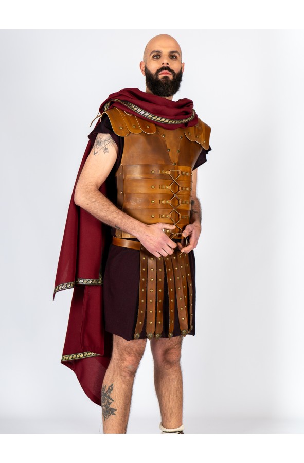 Brown leather lorica segmentata with...