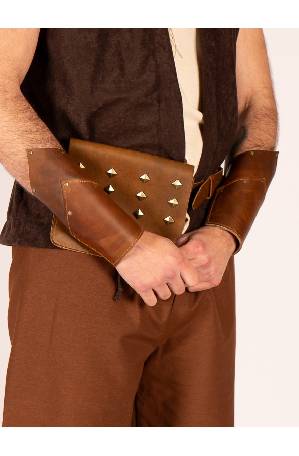 Muñequeras Medievales cuero marrón