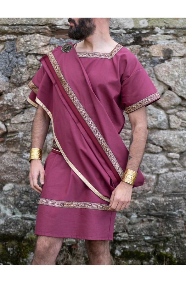 Set de túnica romana granate con toga...
