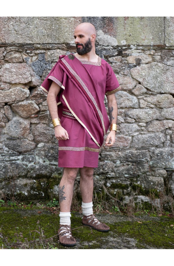 Garnet Roman tunic set with a crossed...