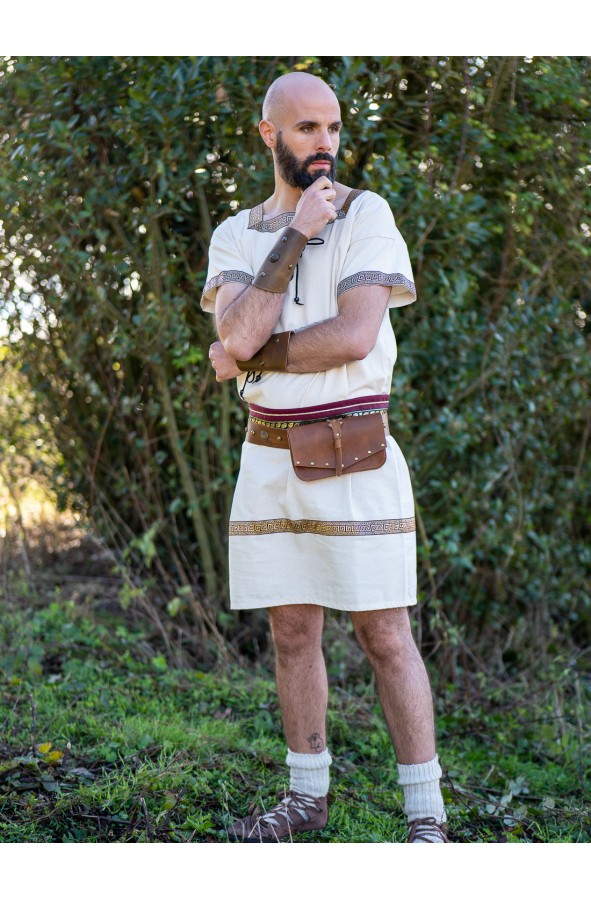 Roman brown leather bag with old-gold...