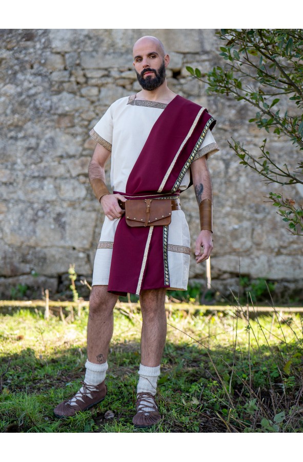 Roman brown leather bag with old-gold...