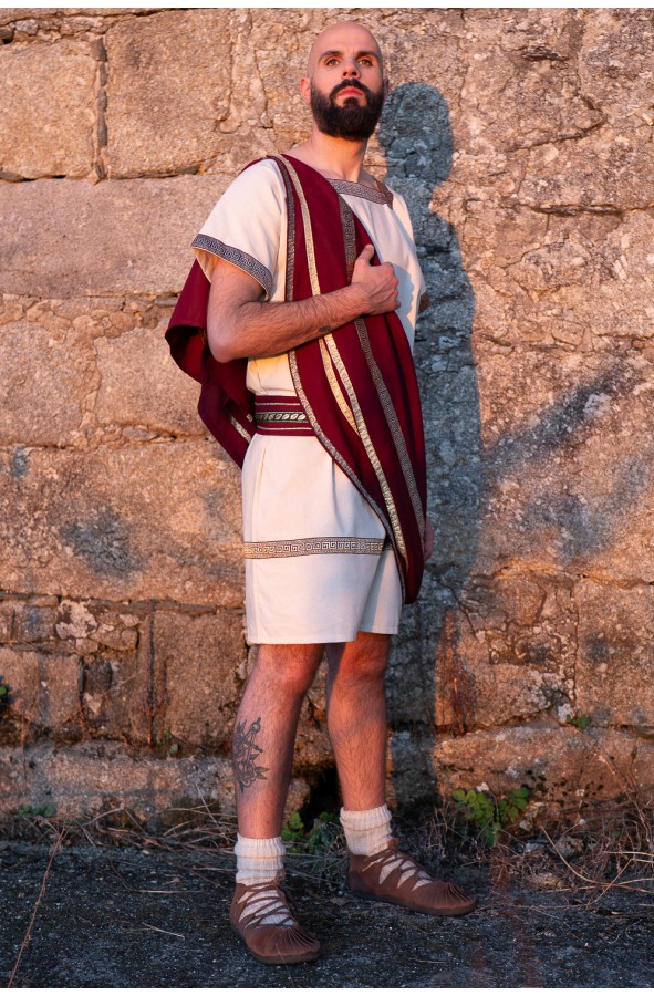 Men's Roman costume white and maroon