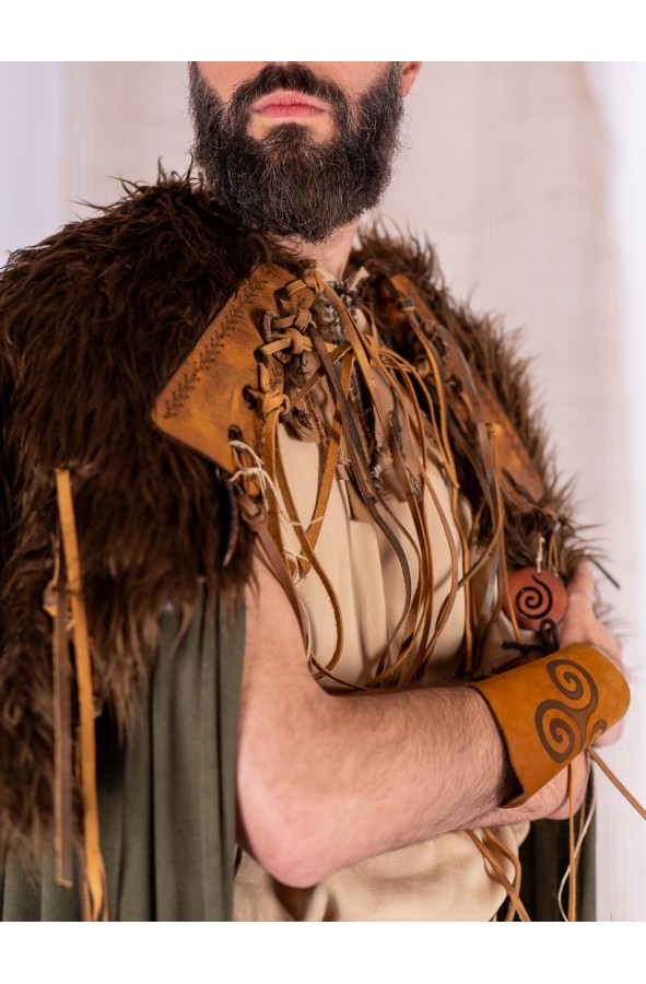Green Celtic and Viking cloak with...