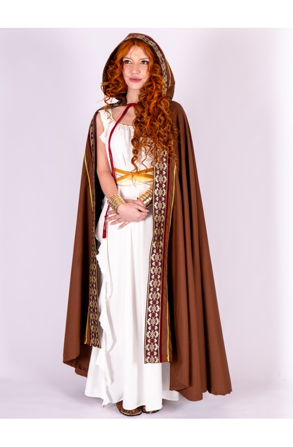 Roman brown cloak with decorative trim