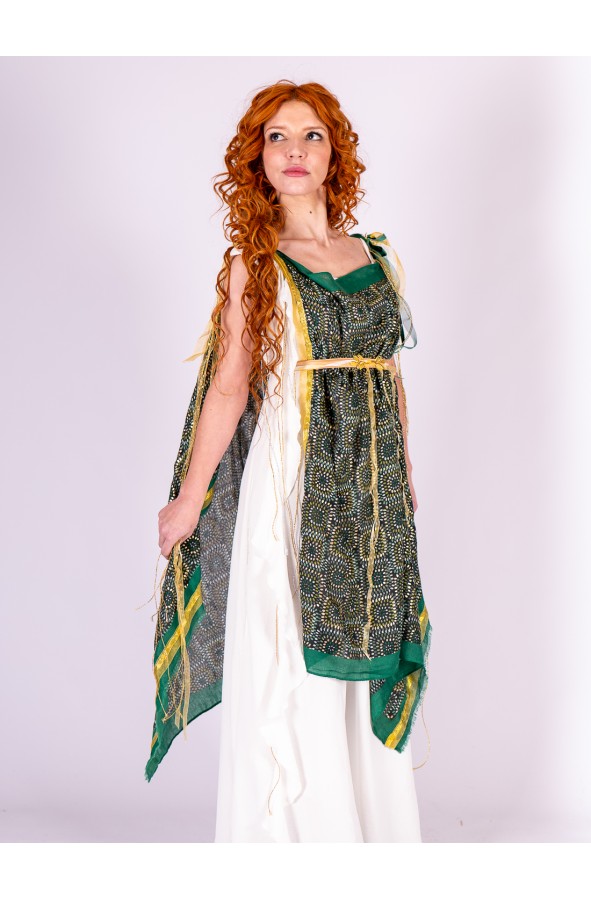 Vestido romano con manto verde y...