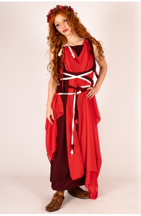 Burgundy Roman Dress with...