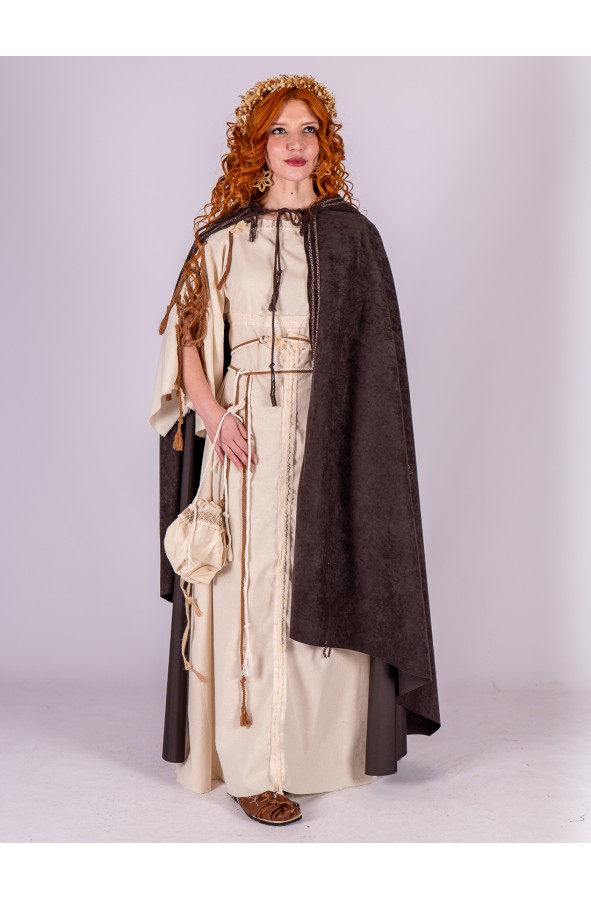 Suede Hooded Cape for a Rustic Roman...