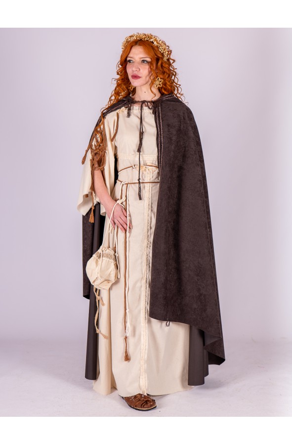 Suede Hooded Cape for a Rustic Roman...
