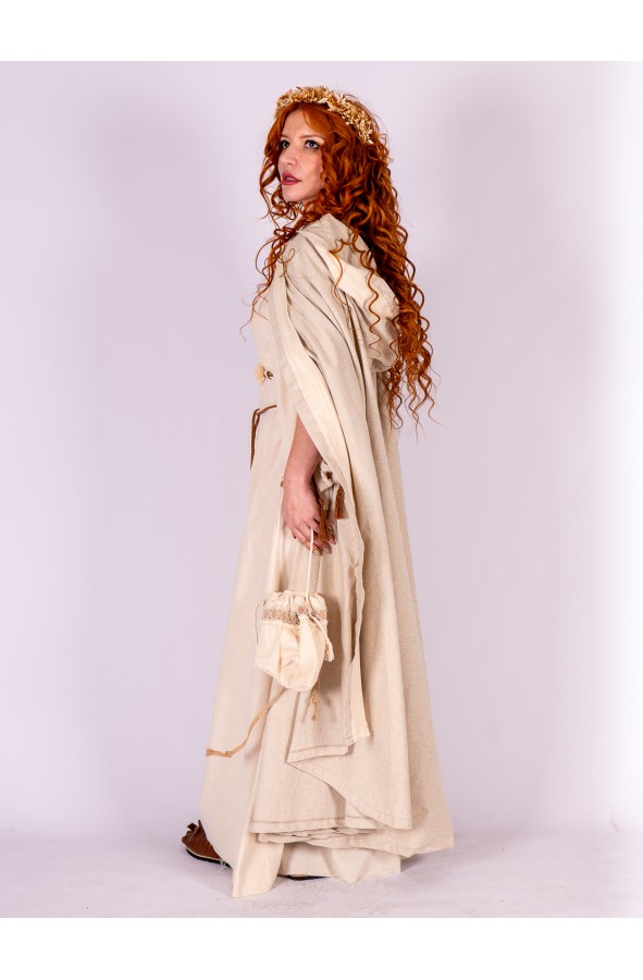 Roman Hooded Cape in Natural Rustic...
