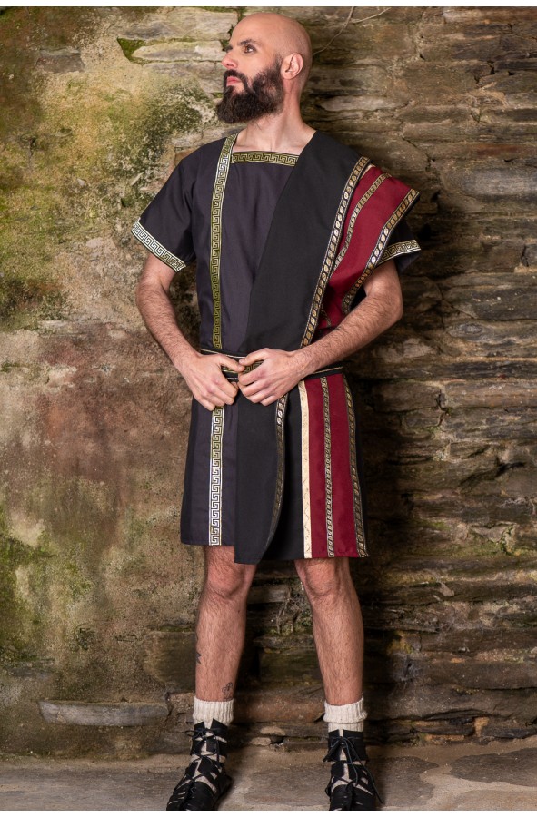 Traje romano hombre negro con toga