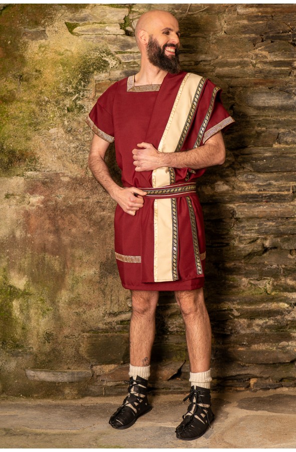 Roman costume for men in maroon with...
