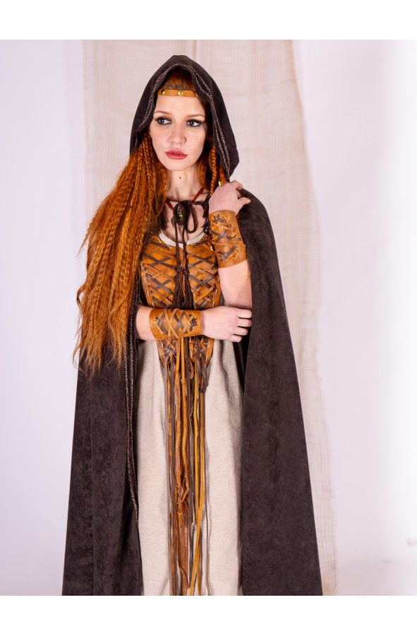 Celtic and Viking Suede Cape with Hood