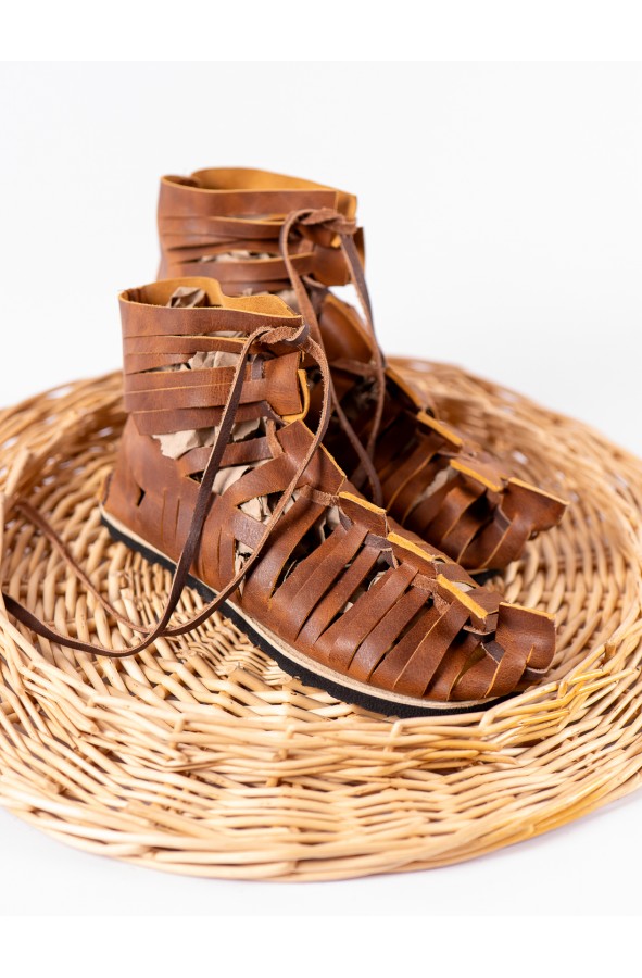 Roman Caligae in Aged Brown Leather