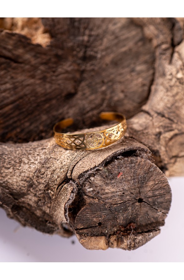 Brazalete vikingo dorado abierto con...