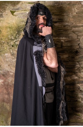 Black Hooded Cloak with...