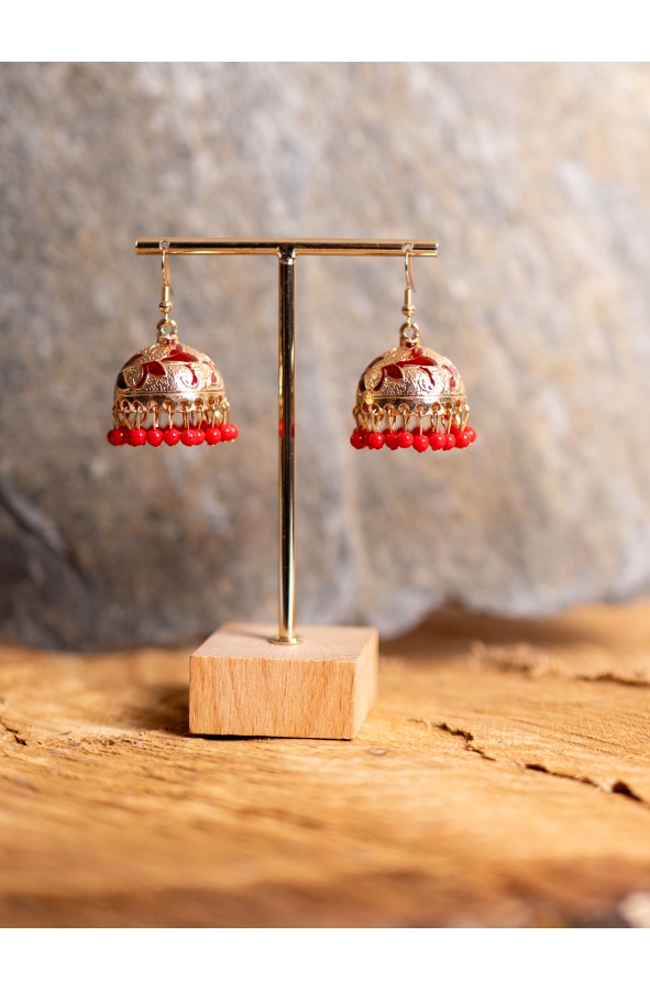 Pendientes romanos rojos y dorados de...