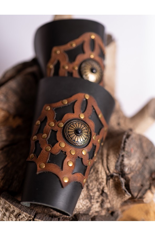 Black and Brown Leather Bracers